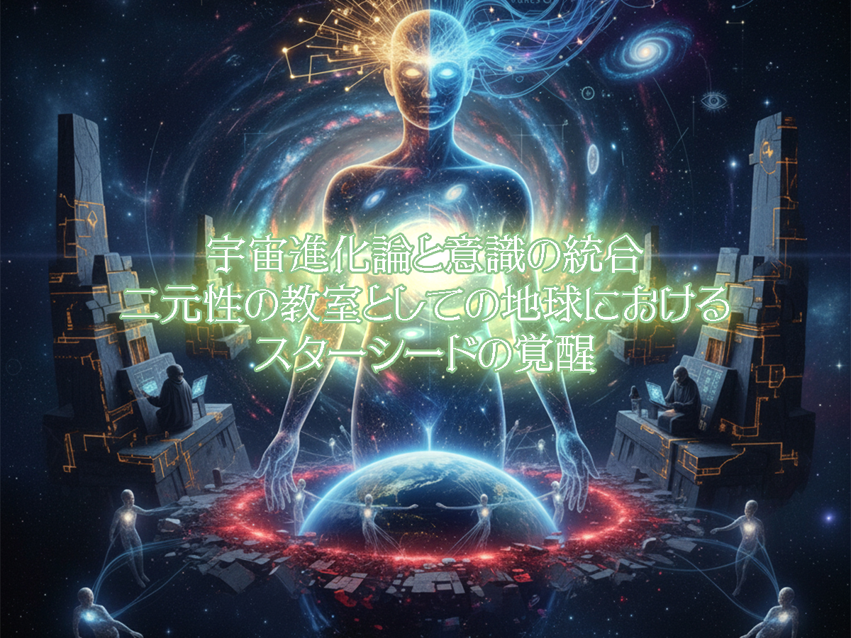 静寂の中で瞑想する女性と光に包まれた宇宙意識の象徴