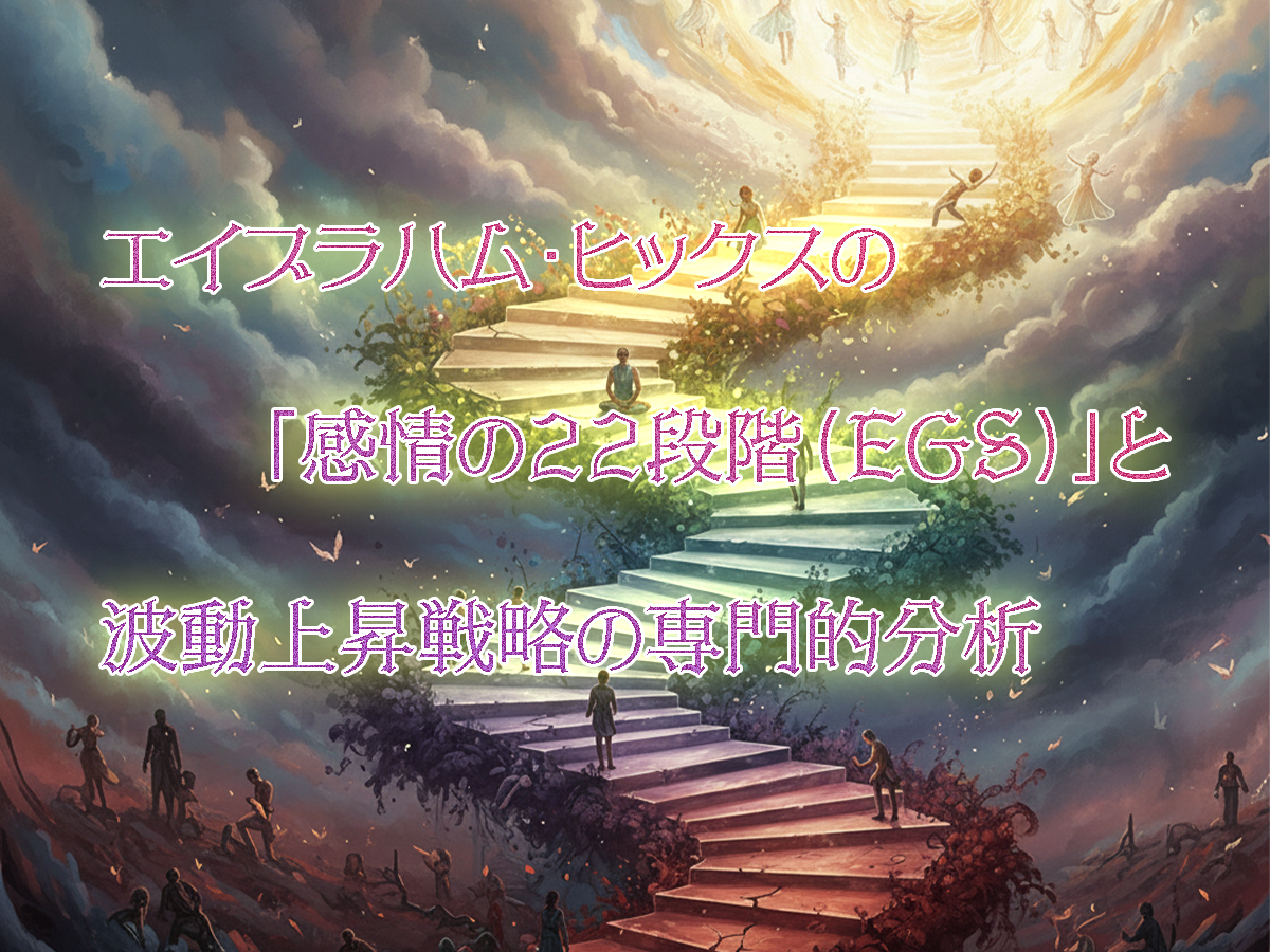 エイブラハムの感情の22段階と波動上昇ステップを示す図