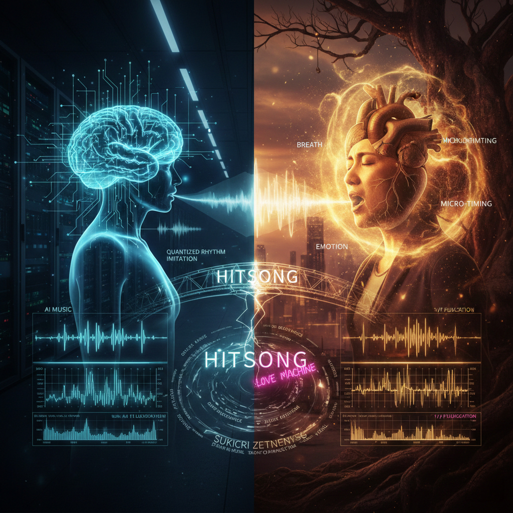 AIと人間の歌声、リズムの比較